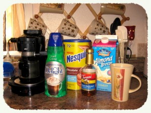 Ingredients for Almond Milk, Irish Cream, Hazelnut Mocha